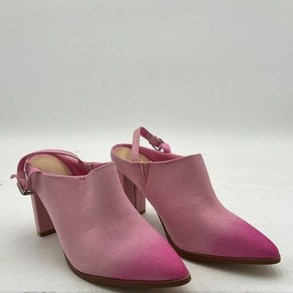 Women Crocodile Embossed Mules Chunky Stacked Heel Slippers Pointed Toe Slingbac
